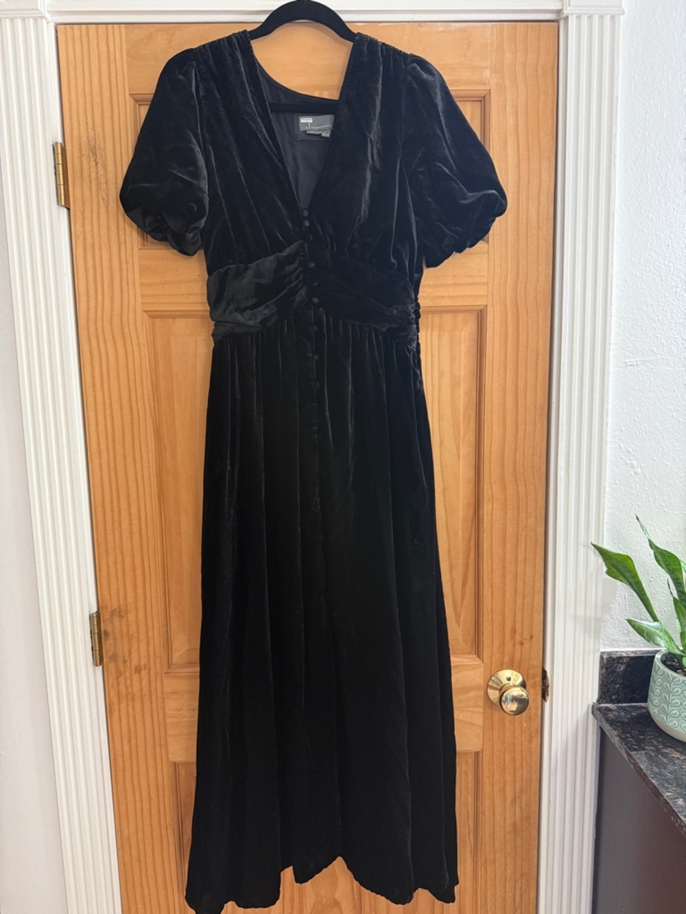 Anthropology black velvet dress